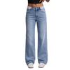 Jeans Larghi Casual da Donna con Vita Bordata in Pizzo