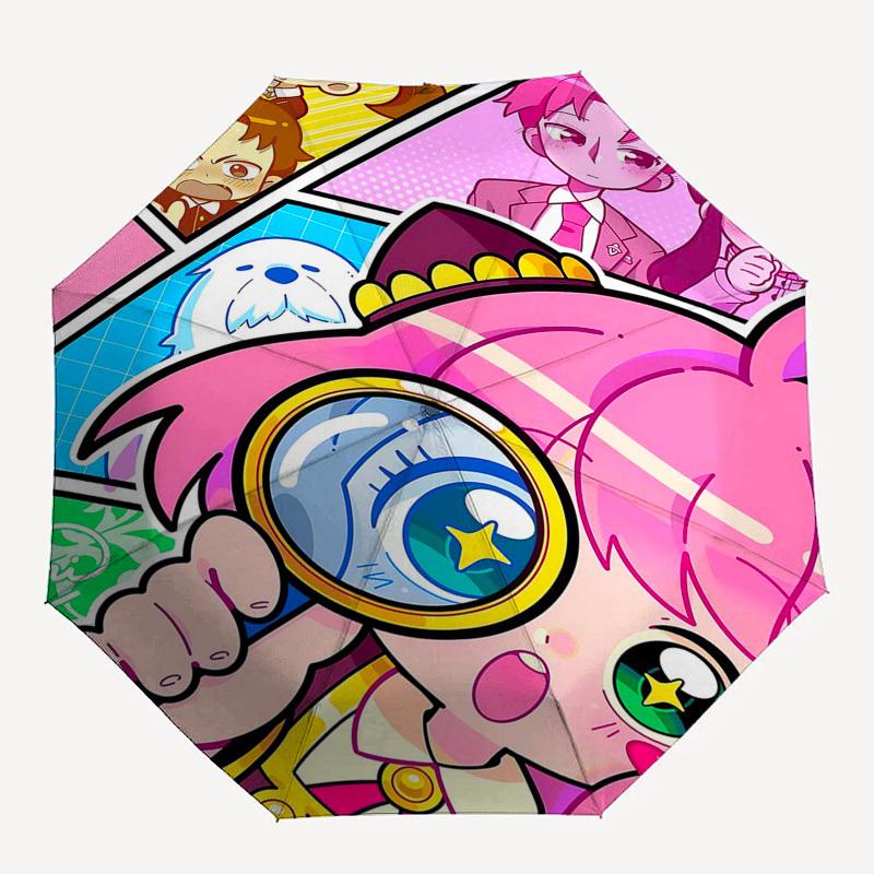 1 Stück Automatisches Öffnungsregenschirm mit Niedlichen Anime-Charakteren, Faltbares Design, Eisenrahmen, Für den Außenbereich, Perfektes Geschenk für Fans, Reisende, Tägliche Nutzung.P081
