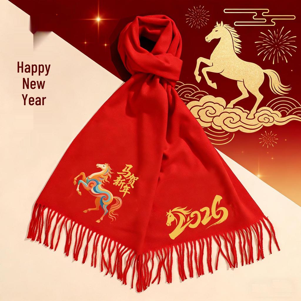Roter Schal mit individuellem Logo für das Firmenjubiläum - Sonderveranstaltung zum Jahr des Pferdes