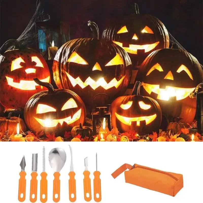Hot Sale 7Pcs set Halloween Pumpkin Carving Knife Sets Pumpkin Lantern DIY Carved Tools Pottery Tools Pumpkin Cutting Hand Tools