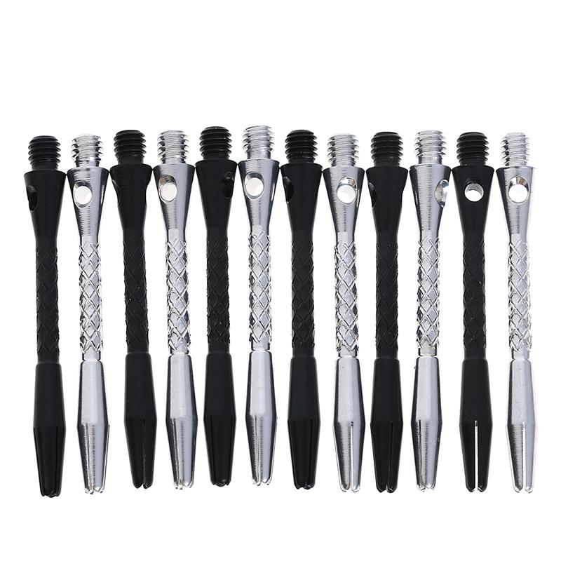 12pcs 5cm Aluminium Alloy Screw Dart Shaft Silver Black Darts Stems Replace Nw