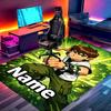 Custom Name Personalized Ben 10 Cartoon Print Carpet, Versatile Home Decor Rug, for Playroom, Apartment, Balcony, Entryway, Hallway Gift
