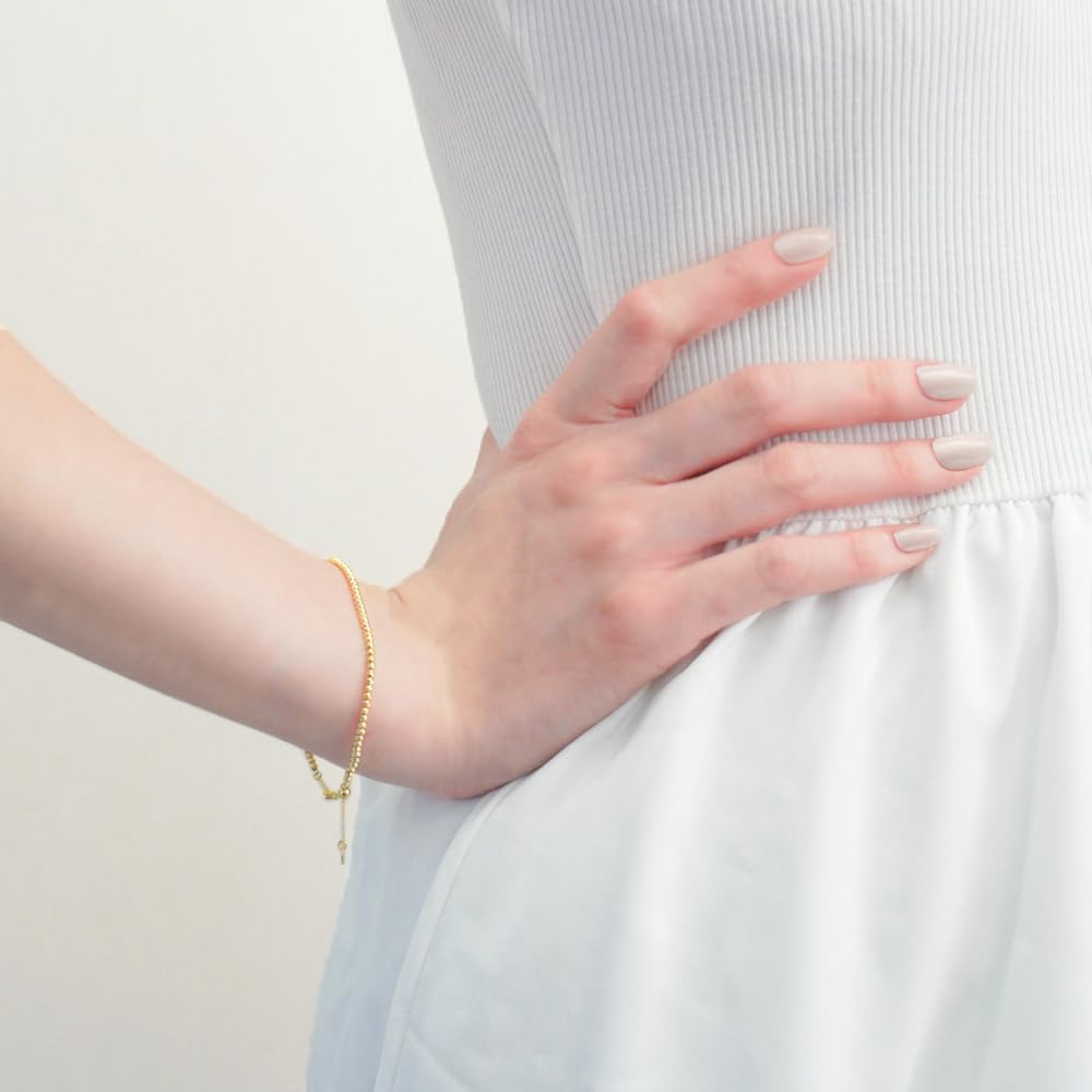 K18 Camille Ball Chain 18K Yellow Gold with Slide Adjustable Made In Japan [APRE] Bracelet, 16-18cm, 750, Adjuster, Length,