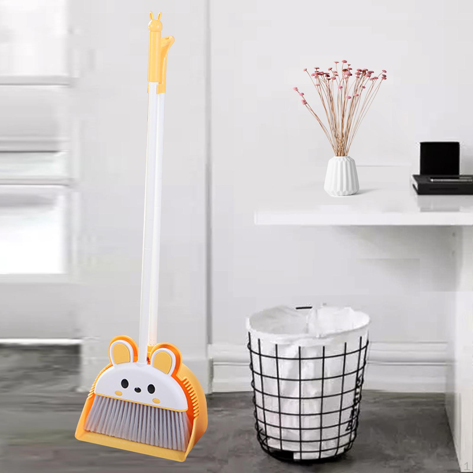 Household Cleaning Kit with Long Handled Broom And Dustpan rosa