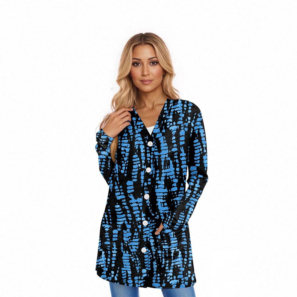 Dámský kardigan s dlouhým rukávem, ležérní bunda s kapsami, top