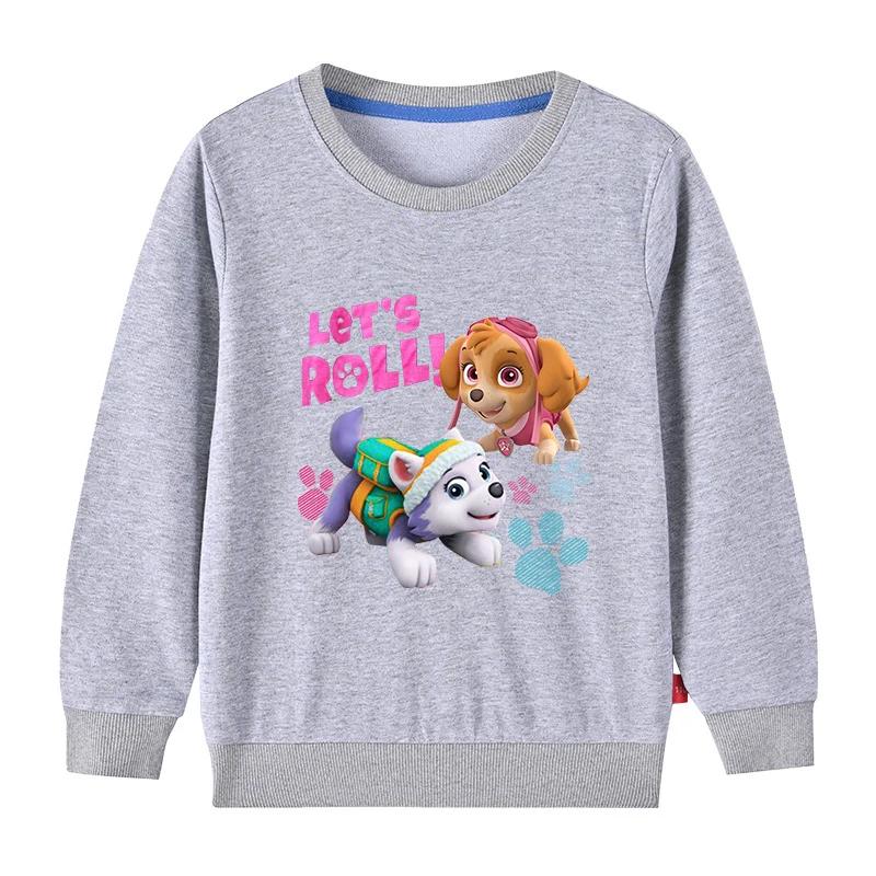 New Style Paw Patrol Cartoon Anime Printing Boys and Girls Round Neck hoodies Pullover Autumn and Winter Parent-child Clothing Pullover