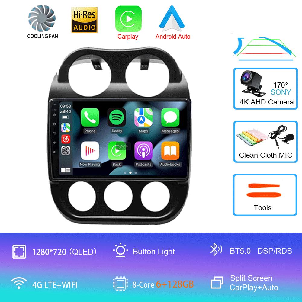 Android14 Video Player Car Radio For Jeep Compass Patriot 2010 - 2016 Autoradio Stereo 2 Din GPS Navigation Carplay DSP OBD CD