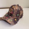 Elegant Handmade Beaded Flower Tweed Baseball Cap Women Luxury Rhinestone Pearl Dad Hat Designer Style Sun Hat