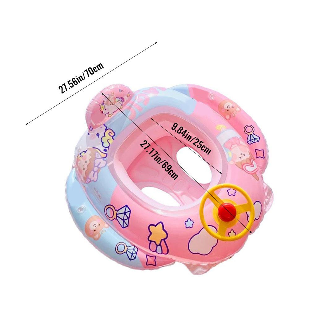 Baby Pool Float with Safety Seat Steering Wheel Cartoon Inflatable Swimming Ring Pool Swim Training Aid for 1 6 Years