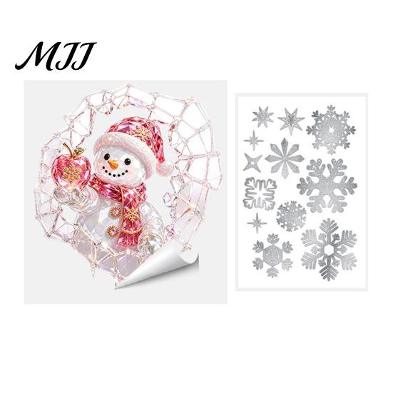 Langlebige Feiertags-Fensterkunst 2 Stück Weihnachts-Sticker im Buntglas-Stil, Doppelseitig?Zweiseitig bedruckte weihnachtliche statische dekorative PVC-Schilder Aufkleber, Schneemann