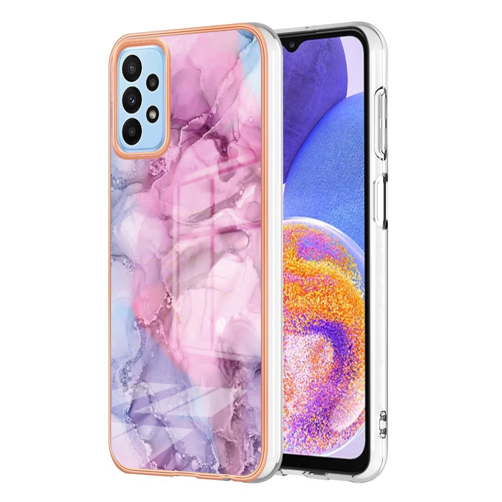

YB IMD Series-16 Style E for Samsung Galaxy A23 4G/A23 5G (Global Version) 2.0mm IMD Marble Pattern TPU Cover Anti-scratch Electroplating Phone Cover Rose