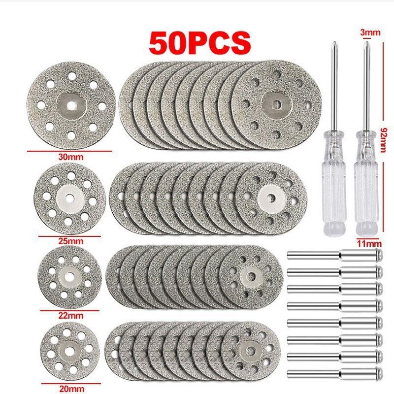 

Набор из 50 алмазных отрезных кругов, сверл по металлу, отрезной диск для вращающегося инструмента Dremel, выемки, шлифовальные машины 50PCS