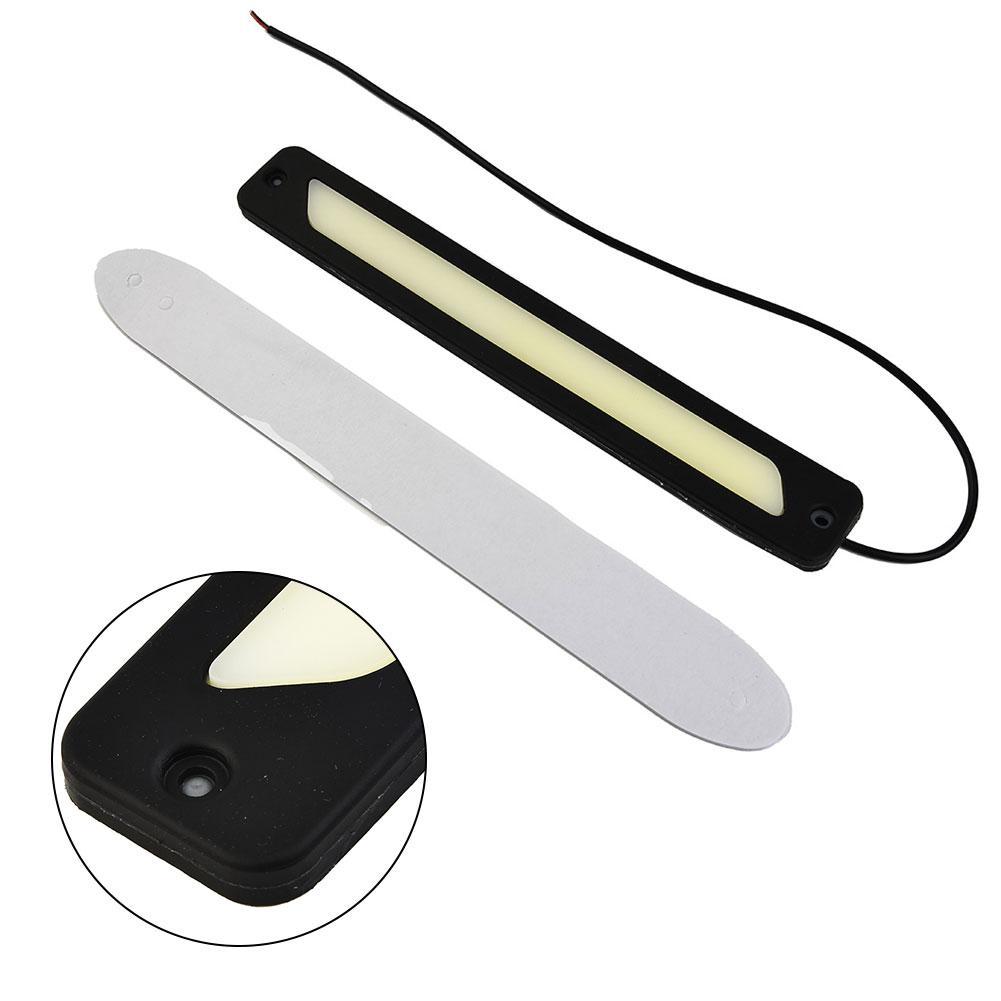 Car LED DRL Daytime Running Light Strip Side Marker License Plate Fog Lamp License Plate Light White Waterproof Car Accessories