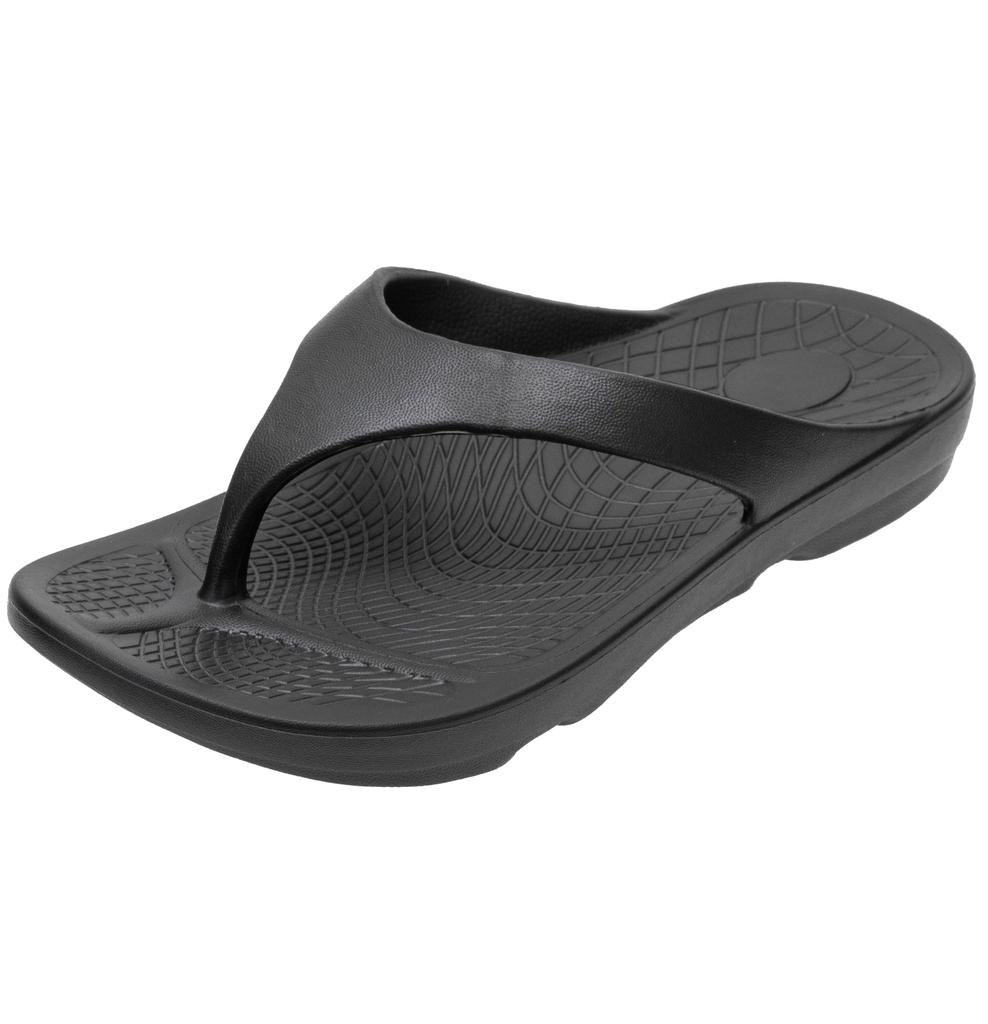 zenHome Beach Sandals with Arch Shock Sizes Slippers, Sandals, Thongs, Support, Absorption, Unisex, Black, 25.5-27cm