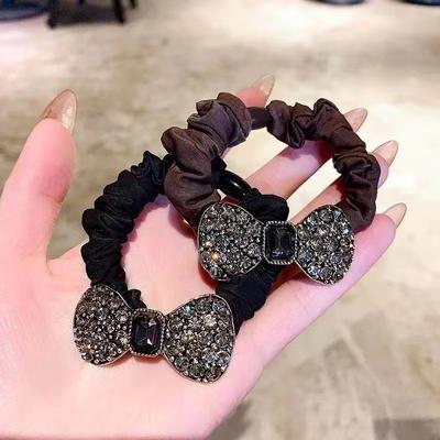 Korean Temperament, Full Diamond Bow Headband, Retro Style, Rhinestone Headband, Ponytail Headband, Rubber Band, Hair Accessories