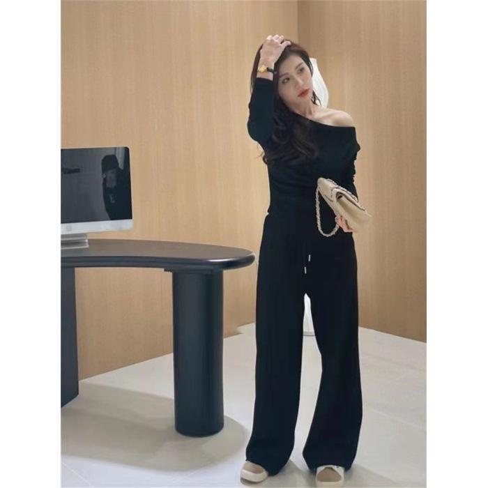 

Chic Early Autumn Wide-Leg Pants & Slim Suit Set - Trendy, Versatile, Casual, Mature Design M