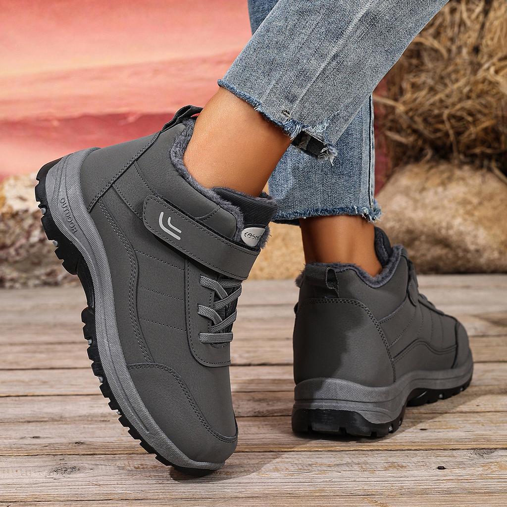 Snow Boots Women's Winter Fleece Thickened Non-slip Boots Versatile High-top Outdoor Platform Casual Shoes Velcro Cotton Shoes