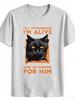 Unisexs Tshirt Funny Black Cat Text Printed T Shirts Meme Tees Solid Cotton Crewneck Tops Loose Big Size Unisex Unisex Short Sleeve