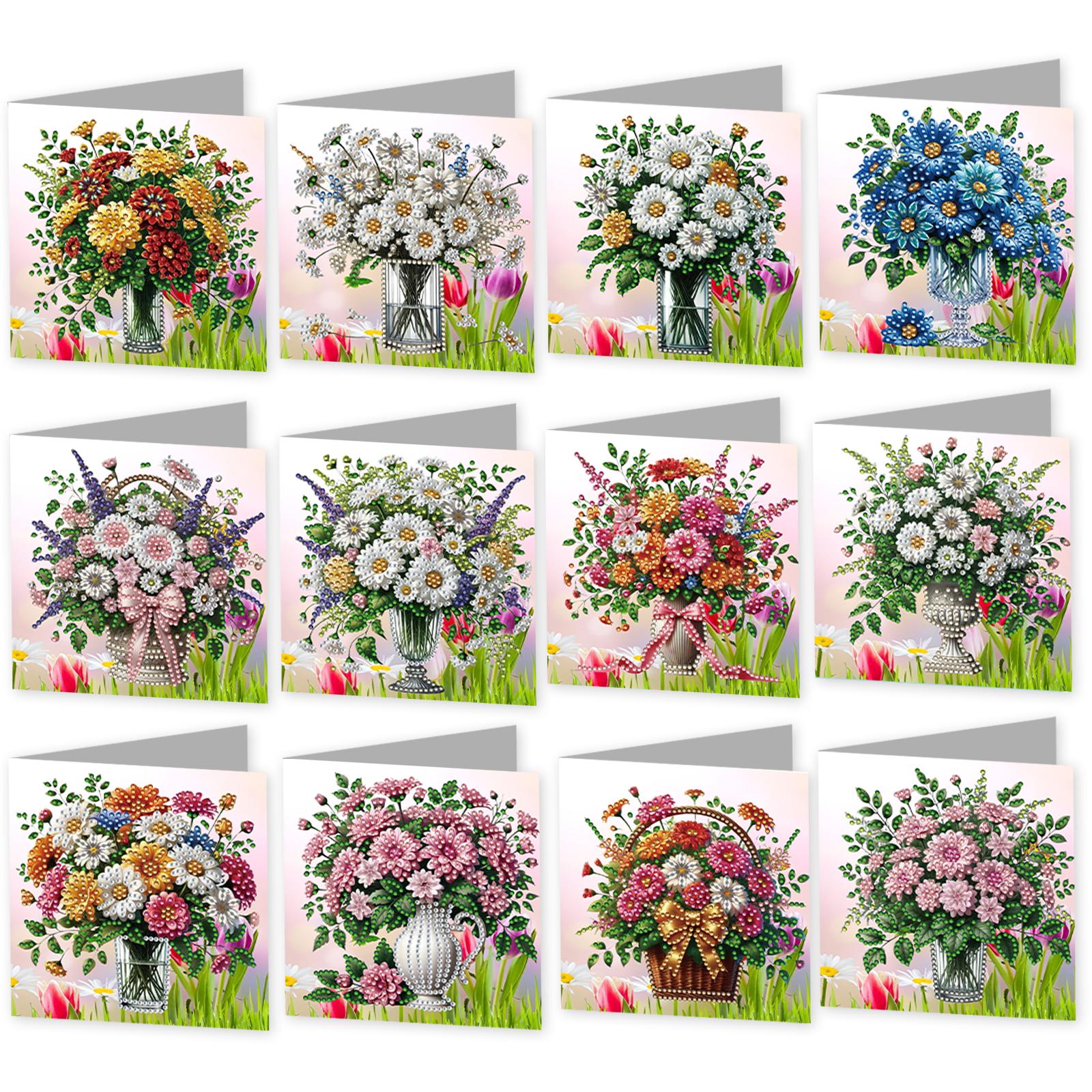 

12Pcs DIY Diamond Painting Greeting Card Kit with Envelopes Diamond Art Cards for Beginner Adult Birthday Holiday Blessing