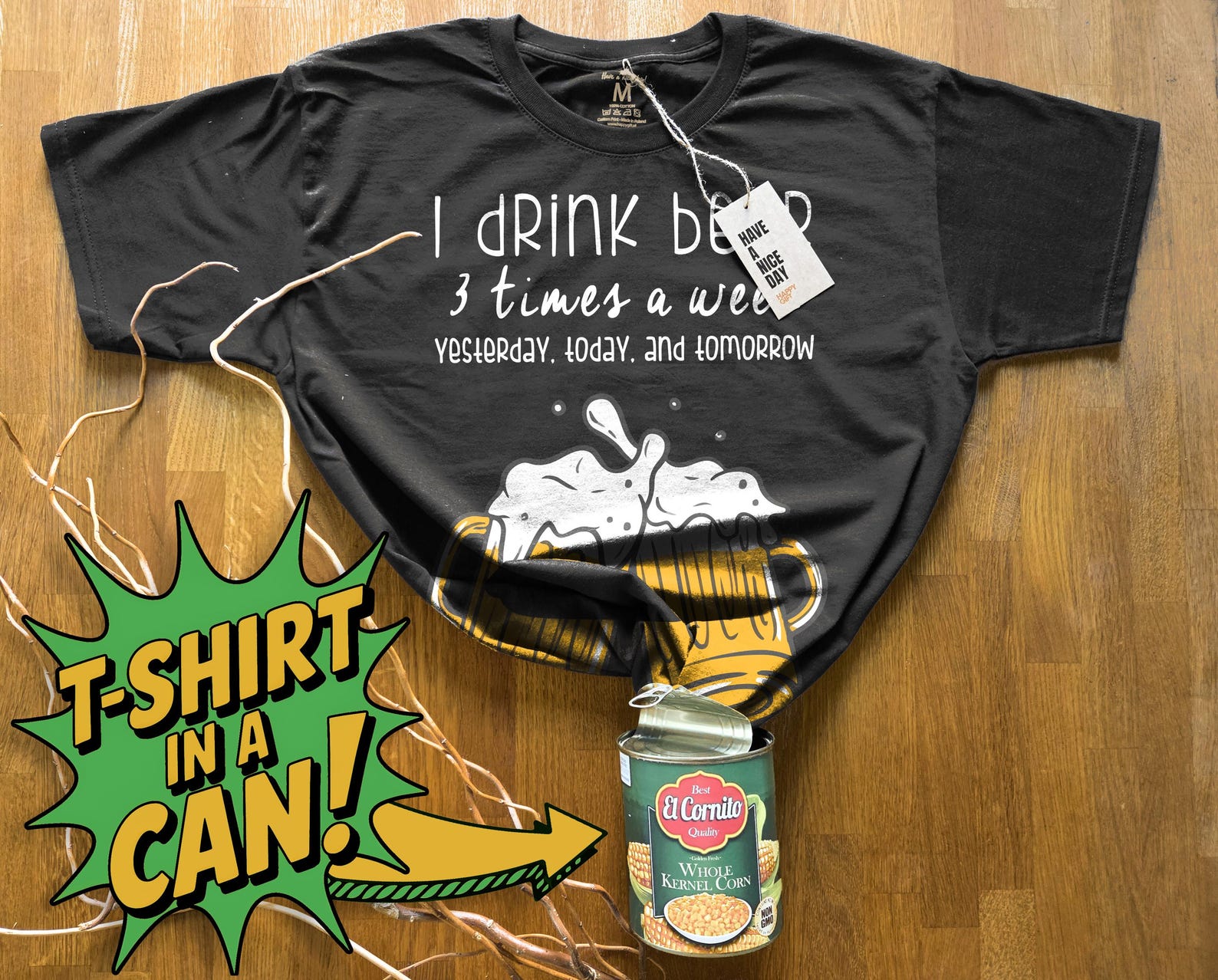 I drink beer three times a week | T-Shirt in a Can! | Customizable Gift, T-Shirt for Any Occasion, Birthday, Christmas & More! S