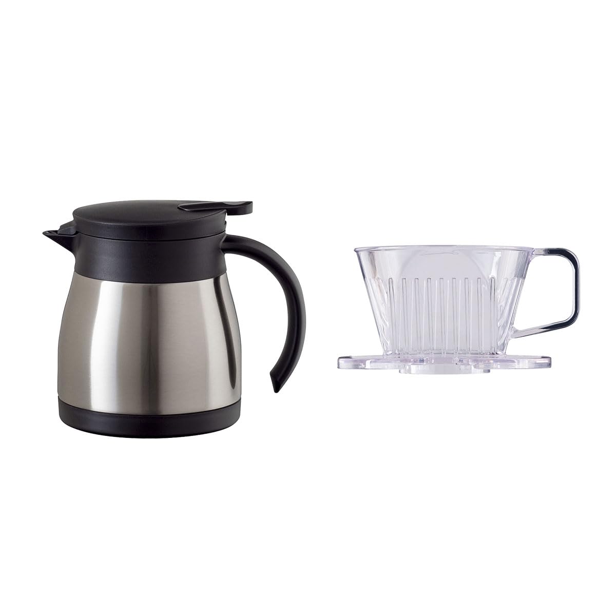 

Кофейный набор Atlas Cafe Link 600 мл для сервировки стола, Изолированный кофейник трапециевидной формы, Прямой серебристый сервер/дриппер на 1-2 чашки, Чайник, Совместимый с термосом, Дизайн,