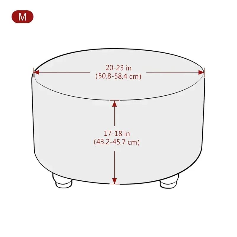Velvet Round Ottoman Stool Cover Elastic Sofa Footrest Cover Washable All-Inclusive Footstool Seat Slipcover Furniture Protector
