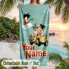 Dragon Ball Beach Towel, Personalized Custom Name Text, Quick Dry Large Absorbent Towel For Beach Pool