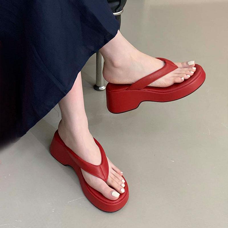 Fashion 2025 New Footwear Women Wedges Slippers Shoes Fashion Round Toe Ladies Wedges Slippers Shoes Sandals Female Slides Flip flops
