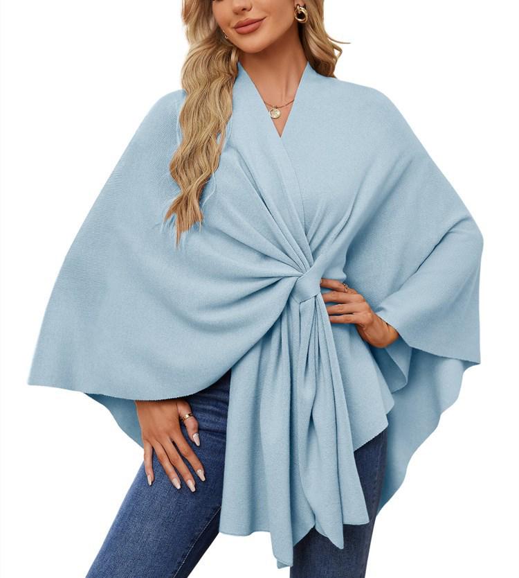 Women's Elegant Solid Color Shawl Coat Cloak - 2024 Bestseller