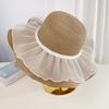 Mesh Straw Hat Women's Summereasiest for Match Outdoor Seaside Travel Vacation Sunscreen Sun Hat Big Brim Fisherman Hat