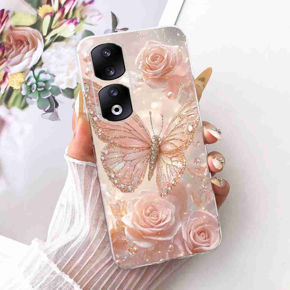Funda para Honor 90 Pro 5G 6.78" Moda Mariposa Pintada Silicona TPU Cubierta Trasera Para Honor 90Pro 90 PRO 5G REP-AN00 Fundas para Teléfono