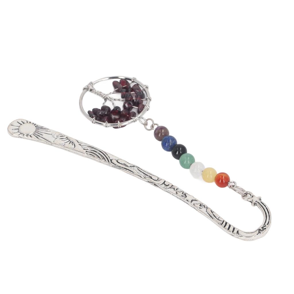 Stone Tree Bookmark Decorative Exquisite Healing 7 Chakra Metal Bookmark for Teacher Students Women