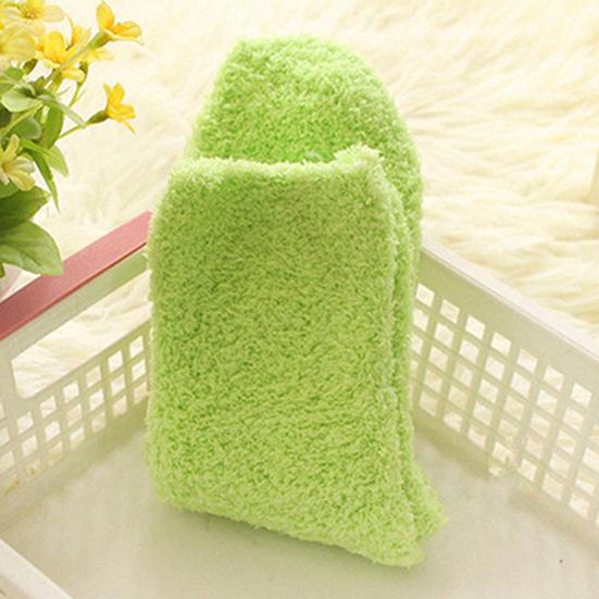 Mulheres menina inverno quente engrossar coral velo fofo cor sólida meias de dormir