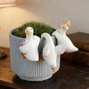 1/3Pcs Duck Pendant Hanging Over Flower Pots Resin Sculpture Outdoor Indoor Figurine Farmhouse Patio Balcony Decoration