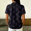 Women's Casual Button Down Short Sleeve Blouse with Halloween Print Lapel