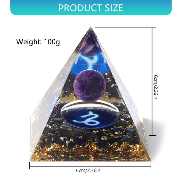 12 Zodiacs Orgone Crystal Pyramid,Amethysts Obsidians Healings Crystals Pyramid Constellations Pyramid for Money Health