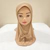Beautiful Plain small girl hijab with bow simple cute hijab hats women's caps can fit 2-6 years old girls