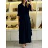 Cross-border Europe and the United States 2025 spring and summer new _ casual linen suit _ women's elegant long-sleeved wide-leg pants two-piece set 