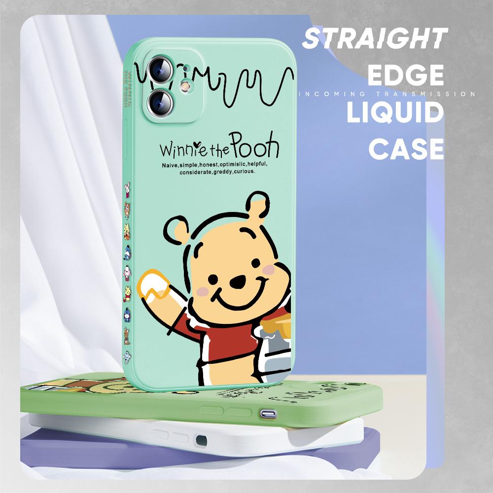 

Мультяшный Дисней Винни Пух Медведь с квадратным краем и узором, жидкий силиконовый противоударный чехол для телефона для Infinix Tecno Itel