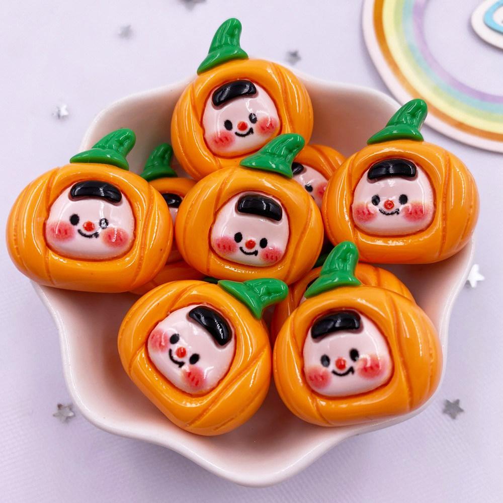 Bunte Harz Großer Kürbis Geist Schädel Flatback Cabochon Stein Figuren 10 Stück DIY Schleife Halloween Zubehör Scrapbook Bastelarbeiten