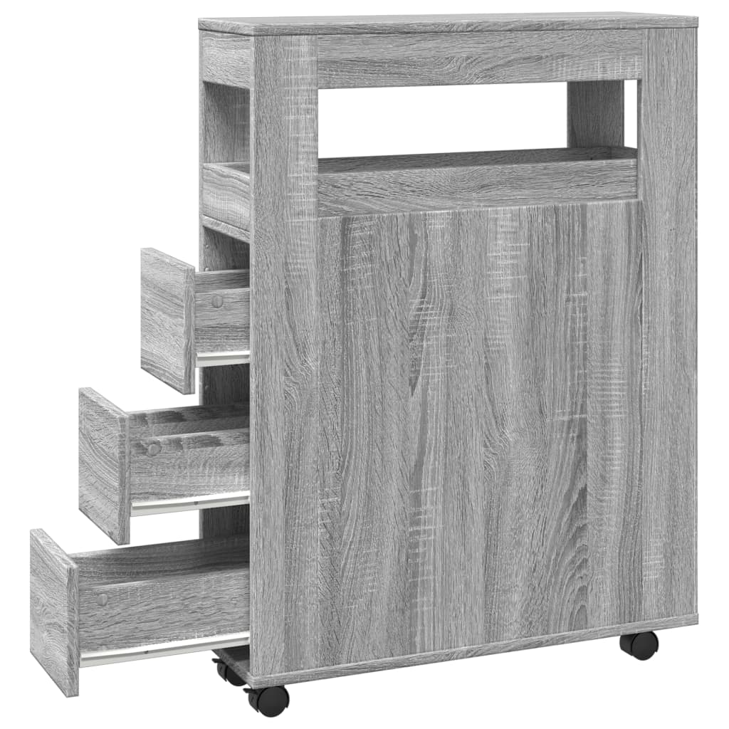 Narrow Bathroom Cabinet with Casters Gray Sonoma Particleboard