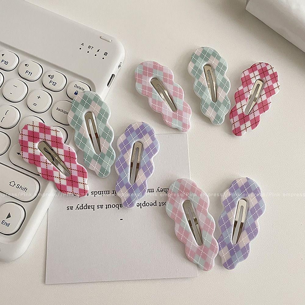 1pc Fashion Hair Ornament Clouds Hair Clips Sweet Headwear Grid Bang Clip INS Style Hairpin Girls