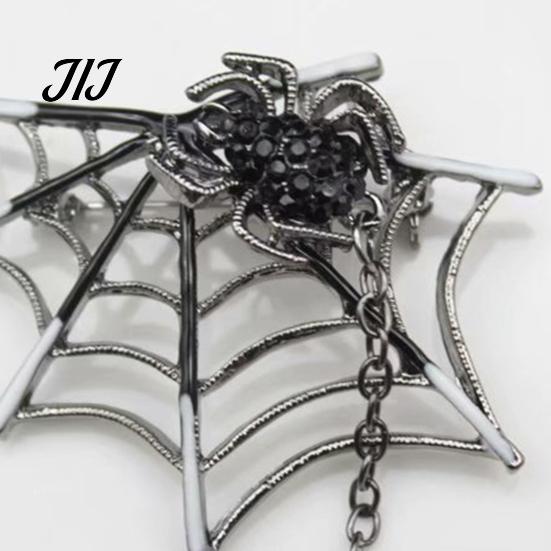 Women Gothic Jewelry Spider Web Brooch for Halloween, Sparkling Rhinestone Lapel Spooky Pin Pin, Holiday Clothing Accessory Men
