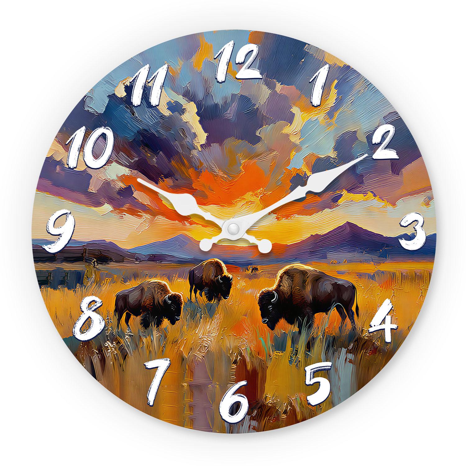 Impressionist High-Quality Western High-Quality Sunset High-Quality Prairie High-Quality Bison High-Quality Oil High-Quality Painting High-Quality (as the picture,10Inch)