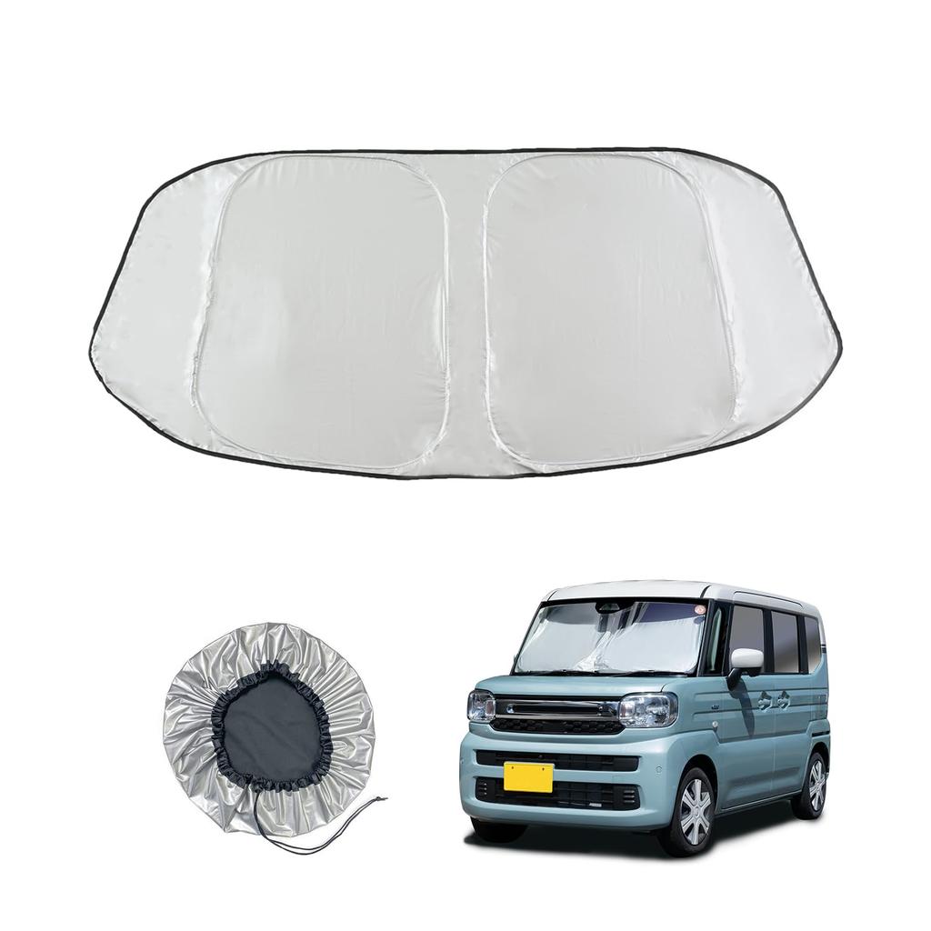 SEIWA IMP373 Folding Sunshade for Suzuki Spacia Front Small UV Titanium Silver UV Protection Over Light Heat Car Heatstroke Extreme Car Disaster Mazda