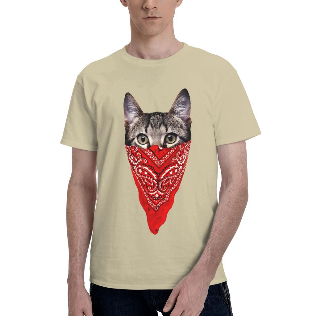 Gangster Cat unisex T Shirts Meowdy Cowboy Cat Creative Tee Shirt Short Sleeve O Neck 100% Cotton Gift Idea Tops T-Shirt