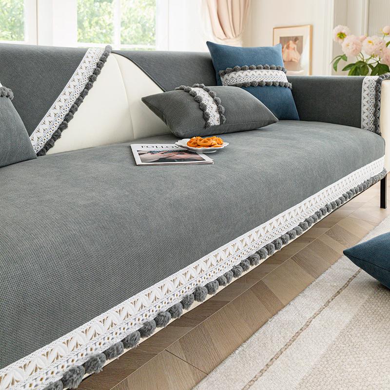 

Кремовая подушка для дивана, универсальная подушка для четырех сезонов, новинка 2024 года, нескользящие подушки для сиденья, французский чехол для дивана, чехол на спинку, полотенце 70*70