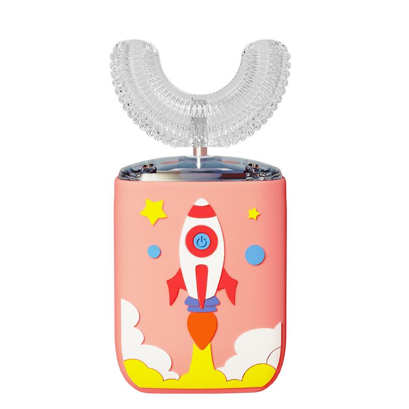 360 Degrees Automatic Children Electric Toothbrush Rechargable U Shaped for Kids Smart Ultra Sonic Tooth Brushes Blue Light IPX7