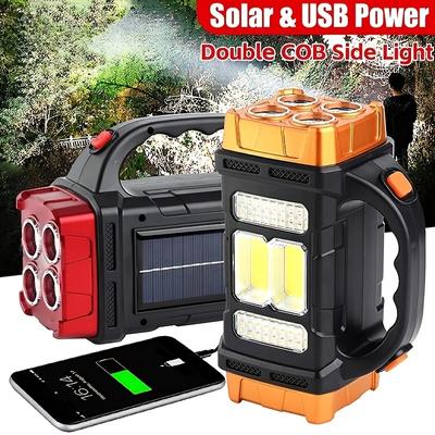 Latarki LED o dużej mocy Latarka kempingowa Światło robocze Ładowanie solarne 4 tryby Światło ładowane przez USB Wodoodporne światło na zewnątrz