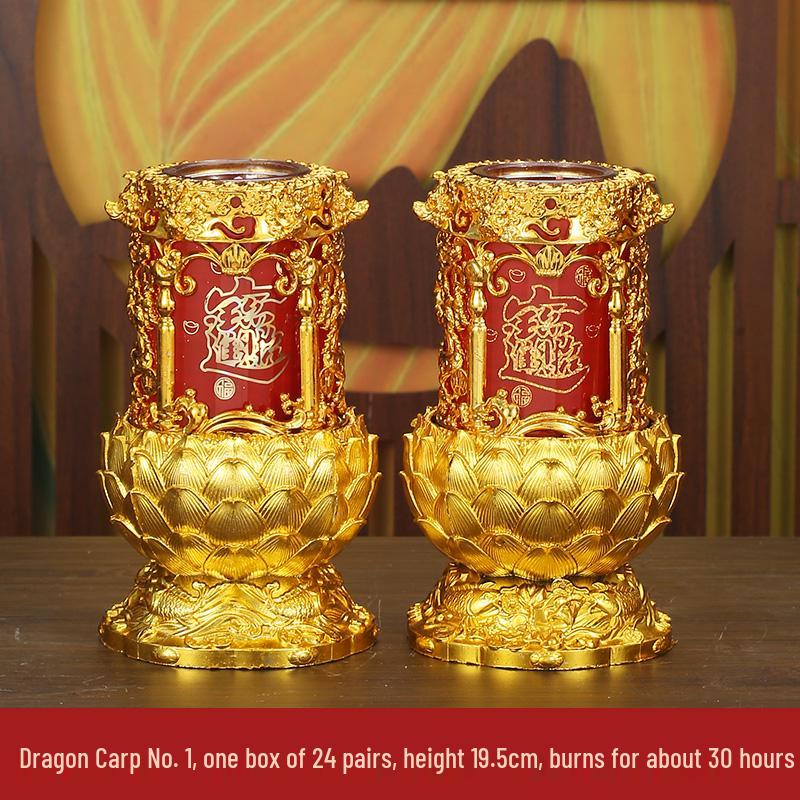 Smokeless Crystal Candle for Buddha Offerings, Housewarming, or New Year Celebrations - Windproof Red Butter Lamp